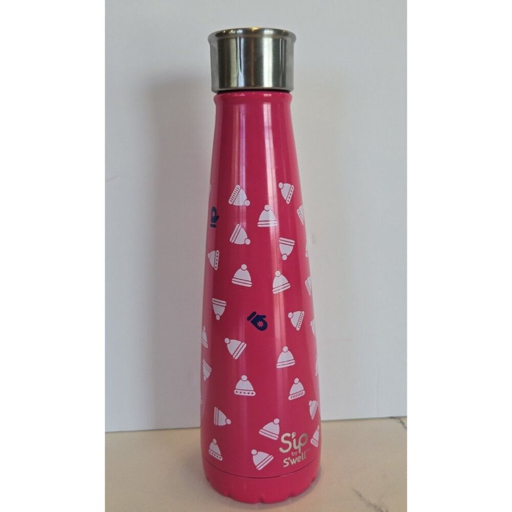 S'ip By S'well 15 Oz Stainless Thermos, Pink Wintry Gloves/Mit